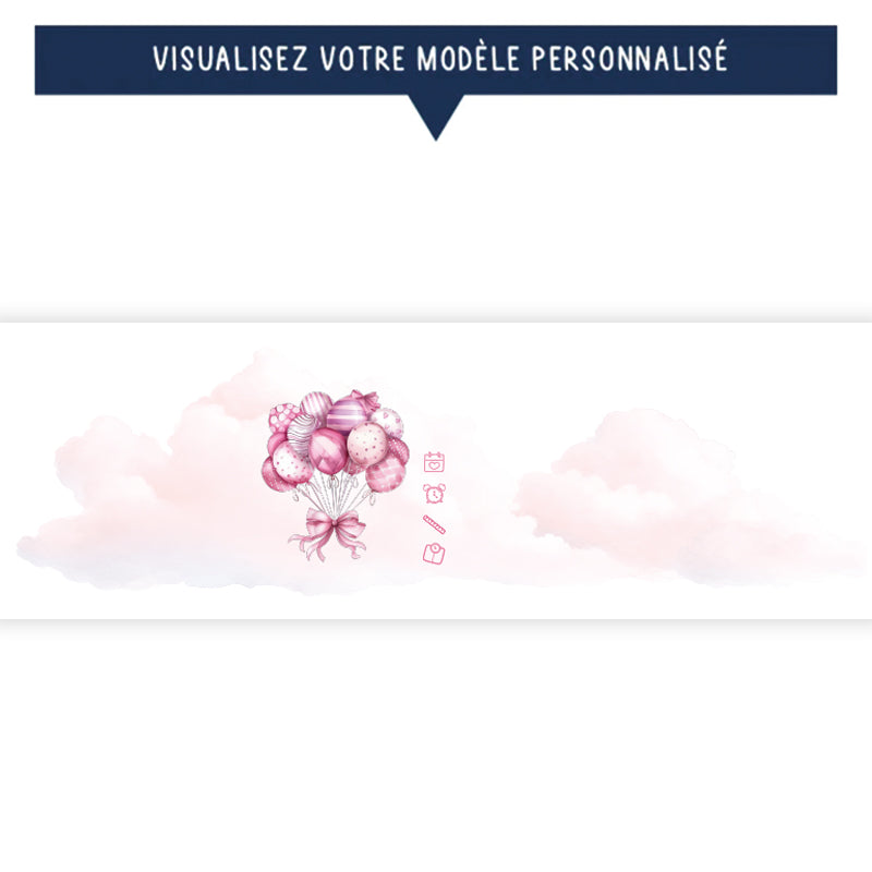 Tirelire de naissance personnalisée rose - Ballons de baudruche - Sublimino