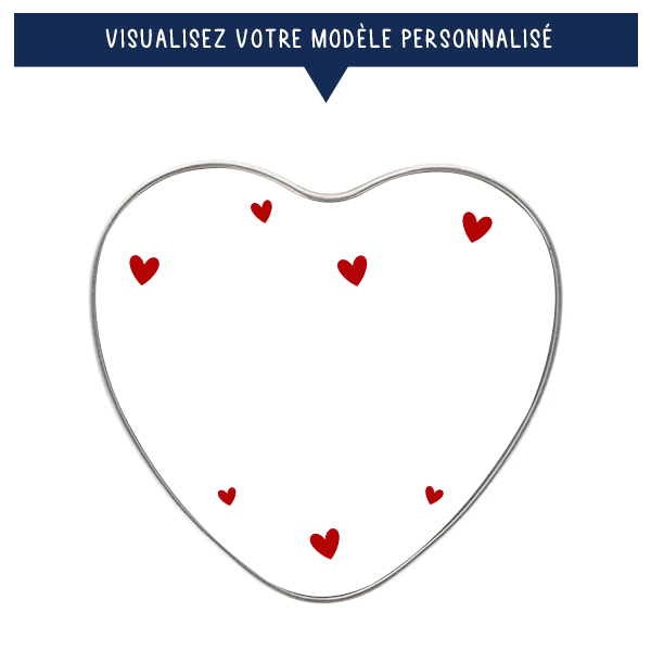 Boîte motif coeur en métal personnalisée avec votre message
