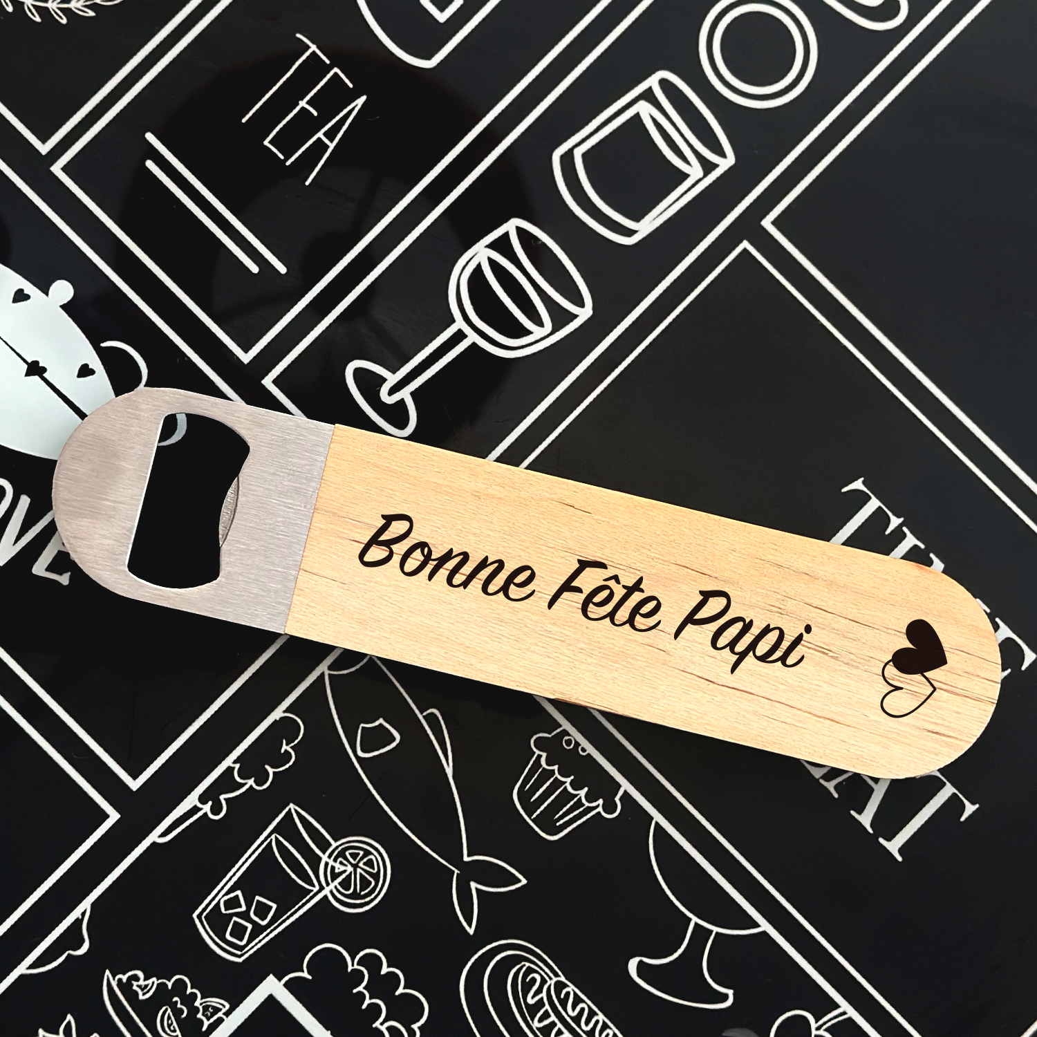Décapsuleur aimanté en bois - Bonne fête papi - Sublimino