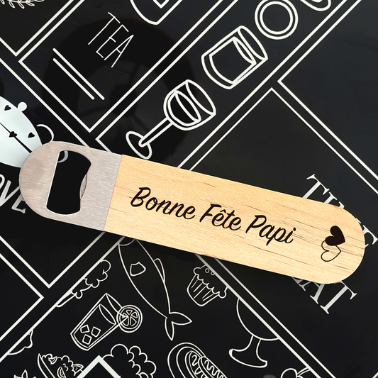 Décapsuleur aimanté en bois - Bonne fête papi - Sublimino