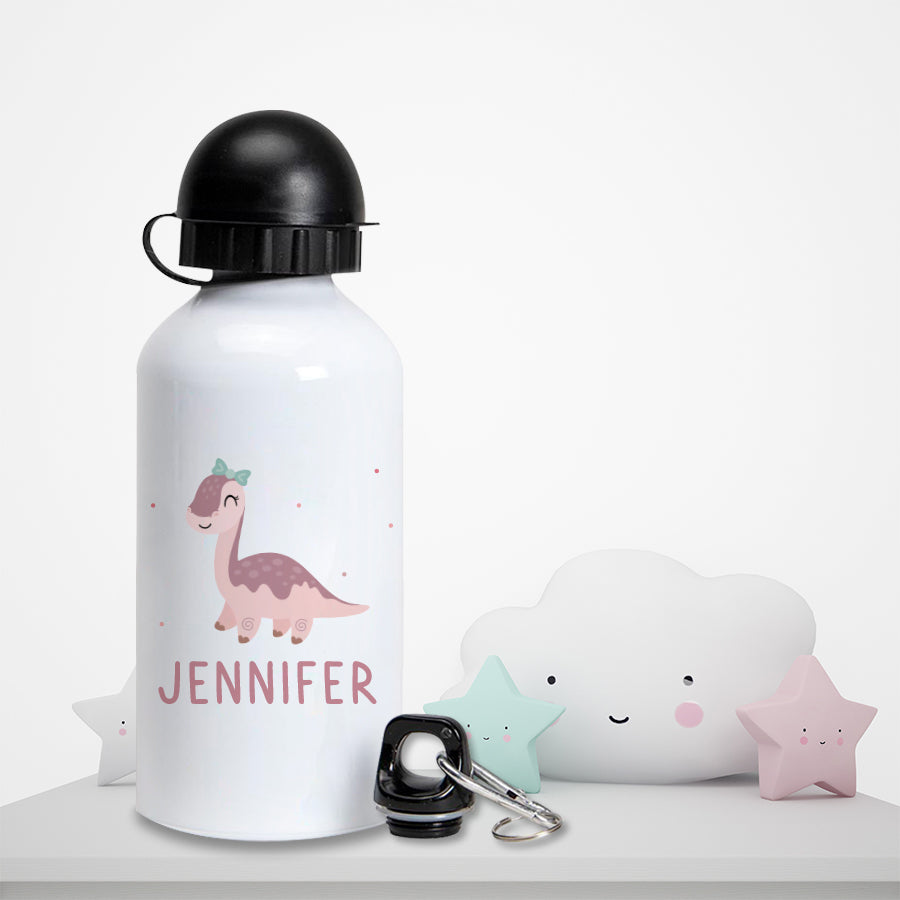 Gourde personnalisée pour enfant - Dinosaure rose - Sublimino