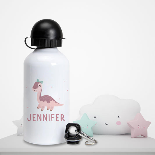 Gourde personnalisée pour enfant - Dinosaure rose - Sublimino