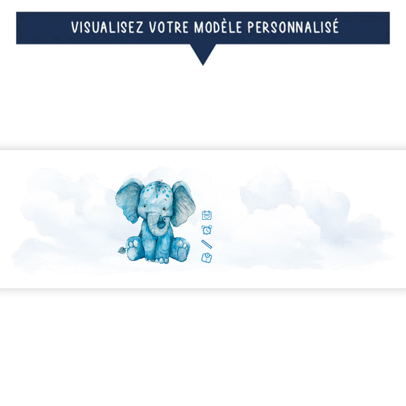 Tirelire de naissance personnalisée bleue - Éléphanteau - Sublimino