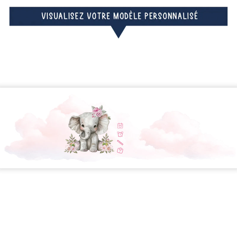 Tirelire de naissance personnalisée rose - Éléphanteau - Sublimino