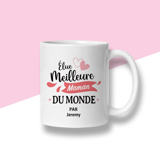 Mug personnalisé « Élue meilleure maman du monde » - Sublimino