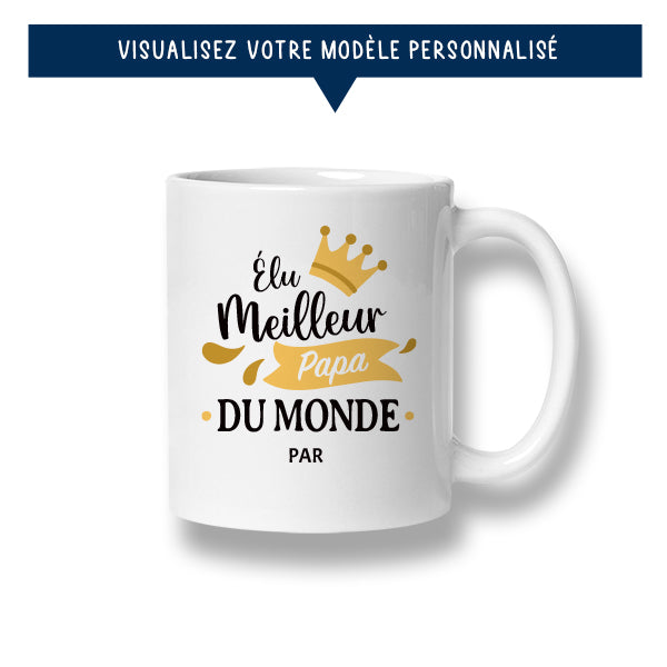 Mug personnalisé « Élu meilleur papa du monde » - Sublimino