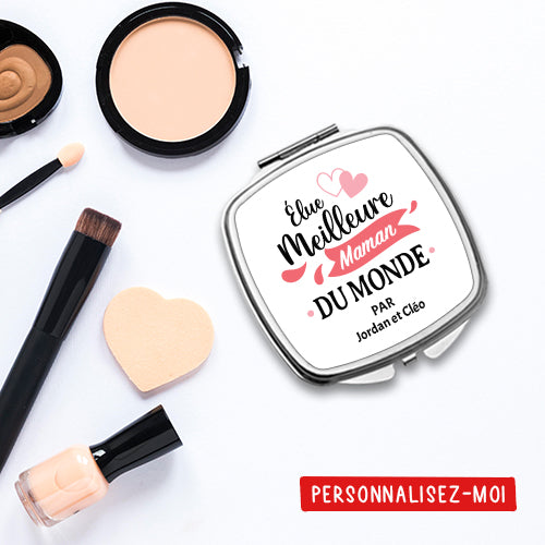 Miroir de poche personnalisé « Élue meilleure maman du monde » - Sublimino