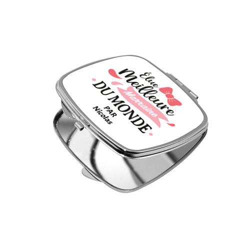 Miroir de poche personnalisé « Élue meilleure marraine du monde » - Sublimino