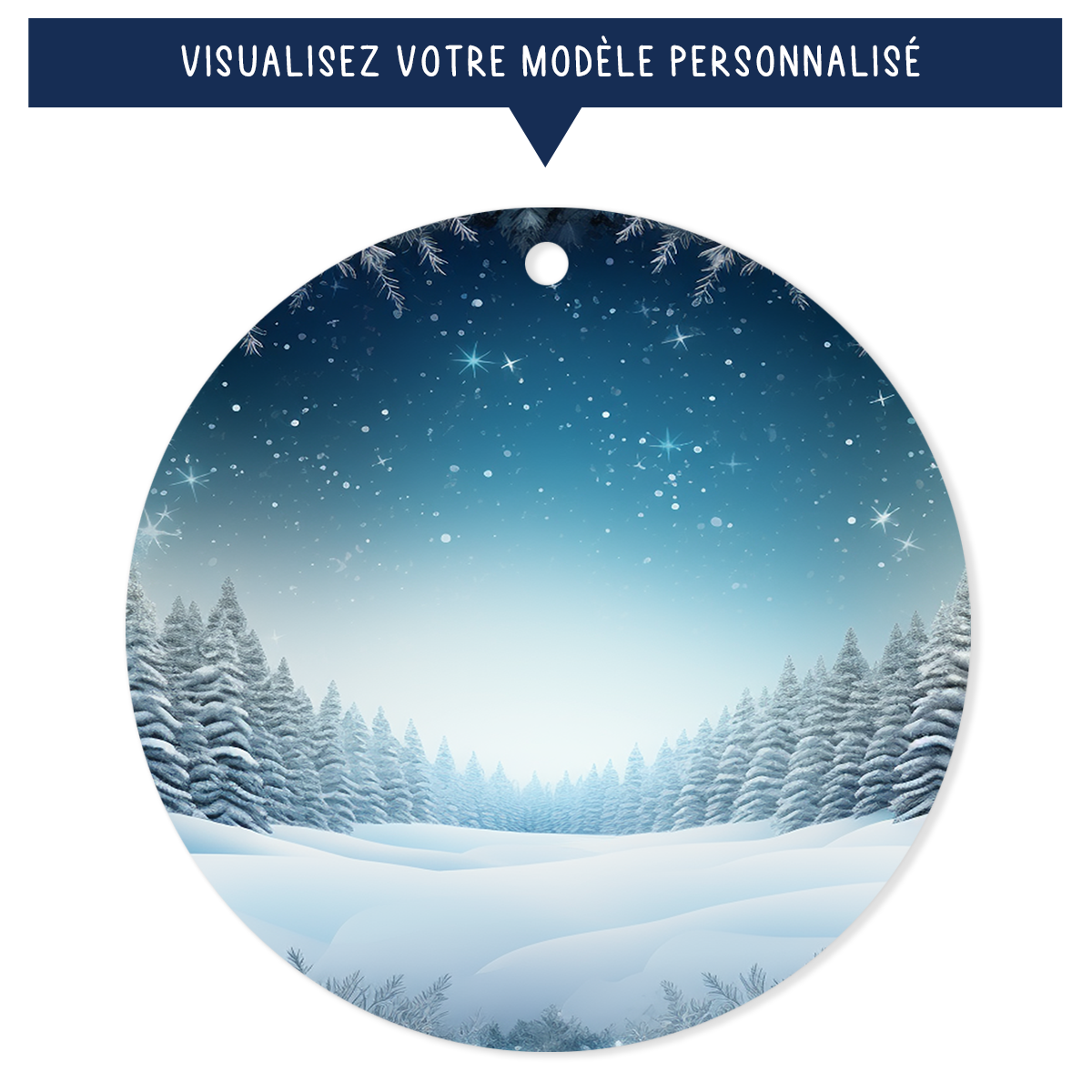 Ornement de Noël avec avatar d'enfant personnalisé - Forêt de sapins