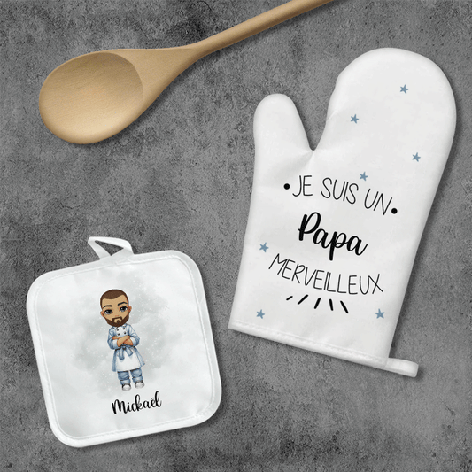 Ensemble gant et manique de cuisine personnalisés - Avatar de pâtissier