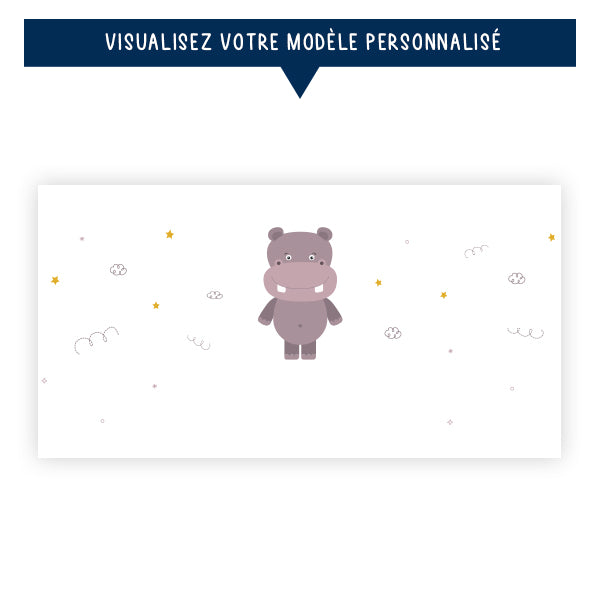 Gourde personnalisée pour enfant - Hippopotame - Sublimino