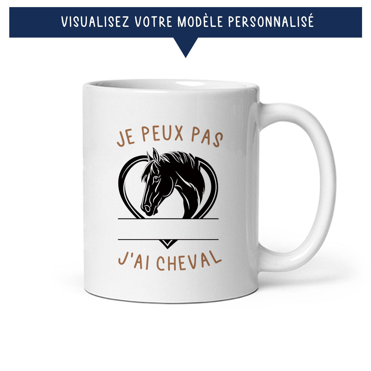 Mug personnalisé « Je peux pas j'ai cheval » - Sublimino