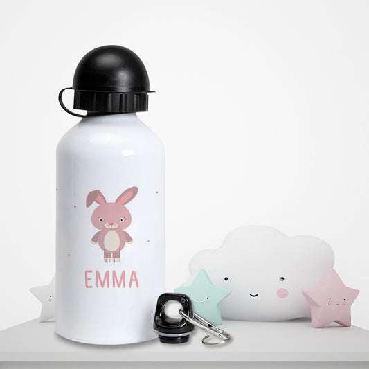 Gourde personnalisée pour enfant - Lapin rose - Sublimino