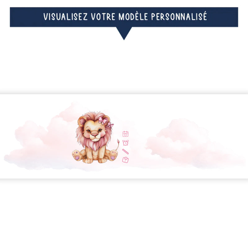 Tirelire de naissance personnalisée rose - Lion - Sublimino