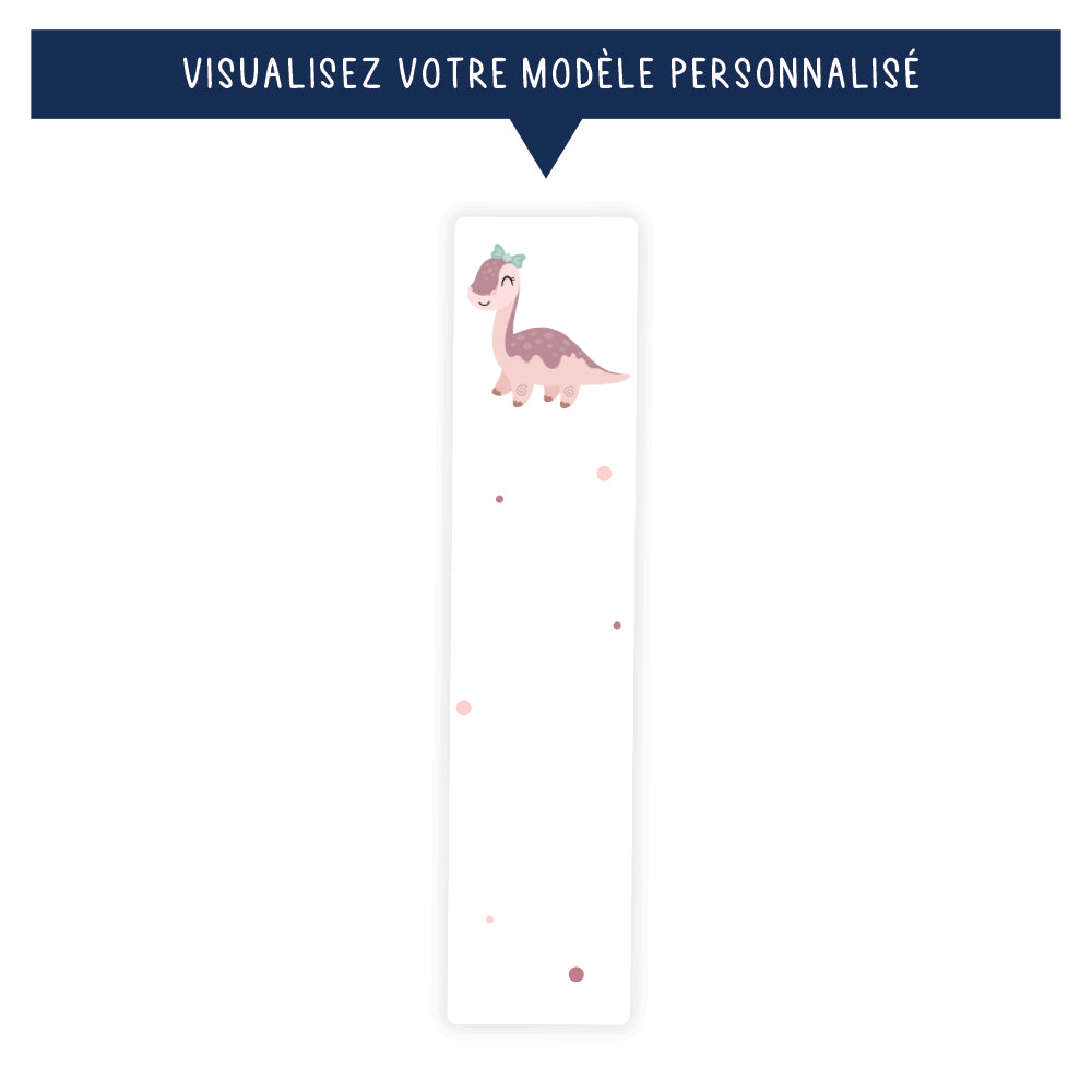 Marque-page personnalisé pour enfant - Dinosaure rose - Sublimino