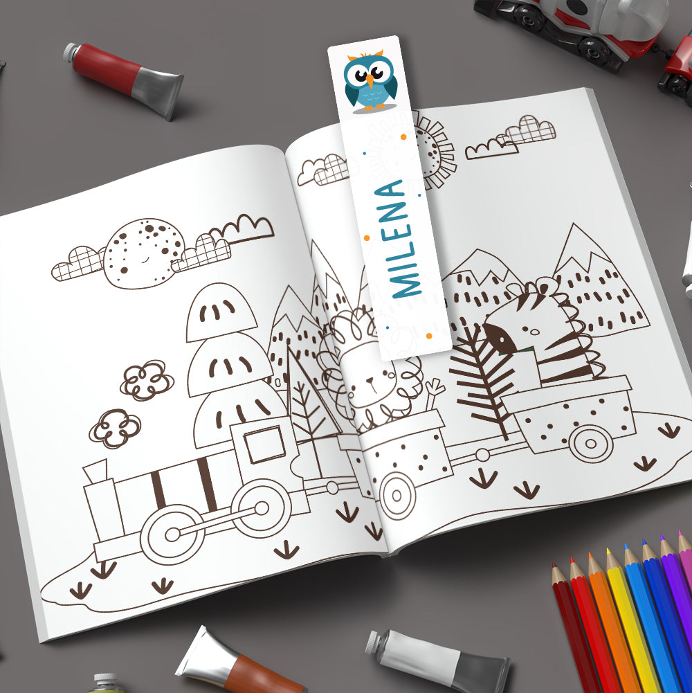 Marque-page personnalisé pour enfant - Le hibou bleu - Sublimino