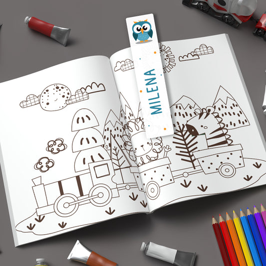 Marque-page personnalisé pour enfant - Le hibou bleu - Sublimino