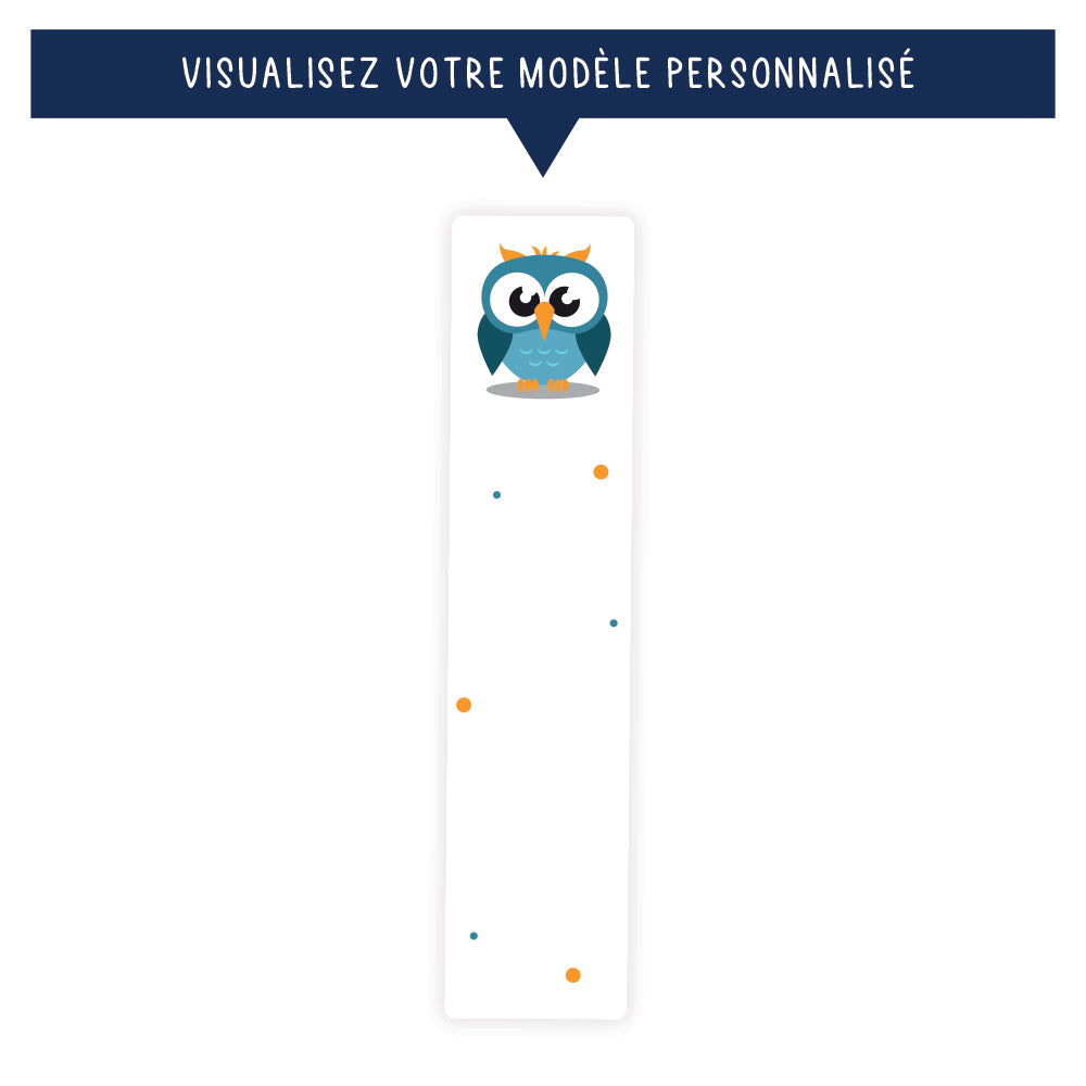 Marque-page personnalisé pour enfant - Le hibou bleu - Sublimino