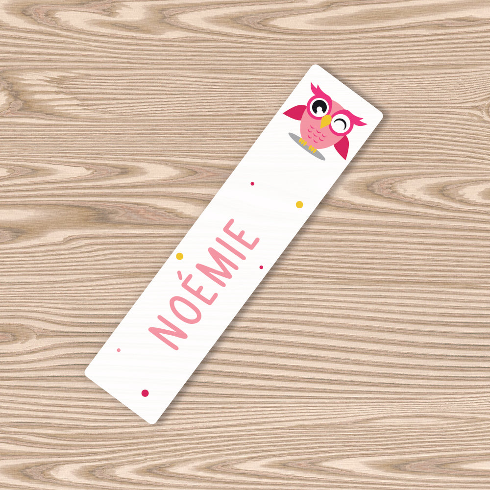 Marque-page personnalisé pour enfant - Le hibou rose - Sublimino