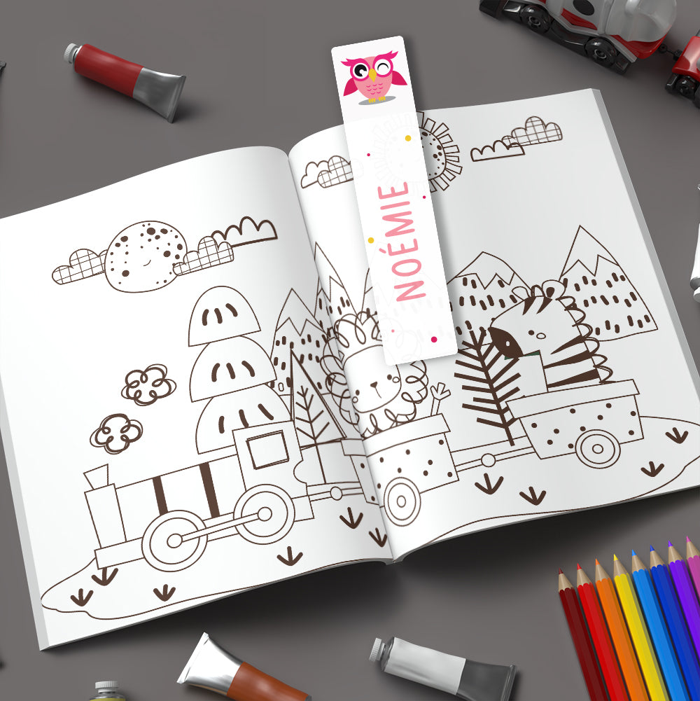 Marque-page personnalisé pour enfant - Le hibou rose - Sublimino