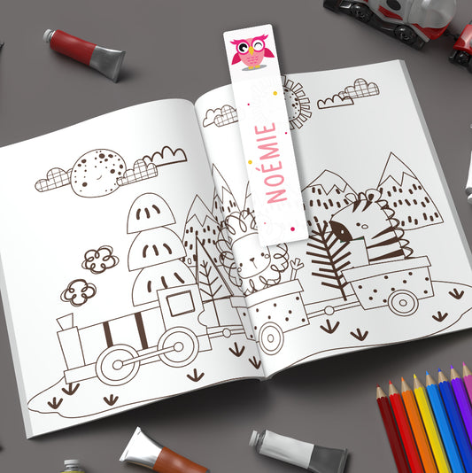 Marque-page personnalisé pour enfant - Le hibou rose - Sublimino