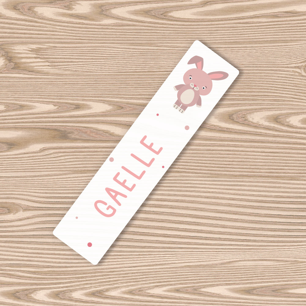 Marque-page personnalisé pour enfant - Lapin rose - Sublimino