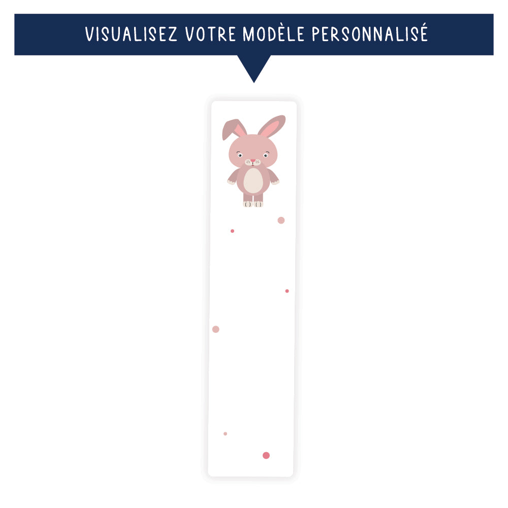 Marque-page personnalisé pour enfant - Lapin rose - Sublimino