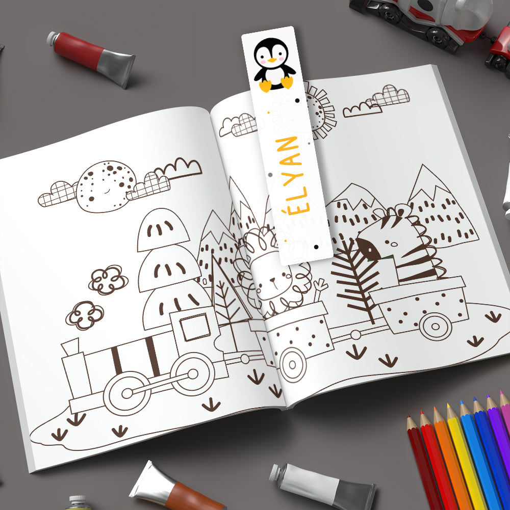 Marque-page personnalisé pour enfant - Le pingouin - Sublimino