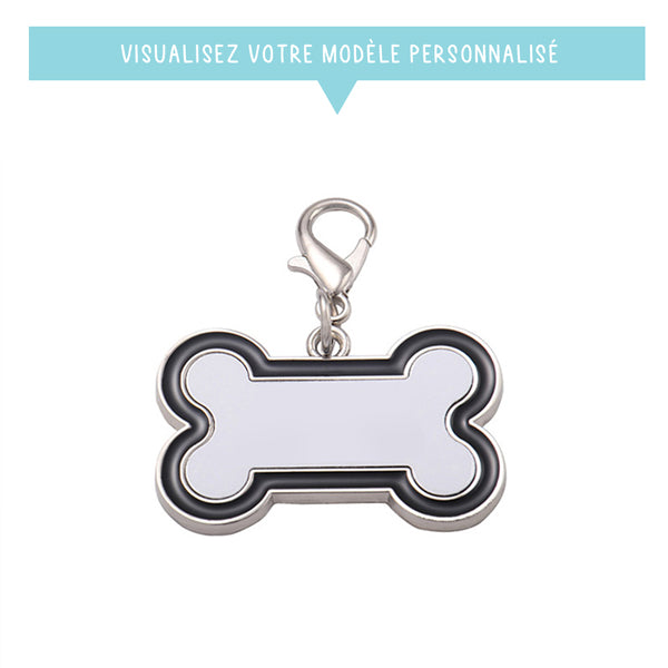 Pendentif noir personnalisé pour chien - Forme OS - Sublimino