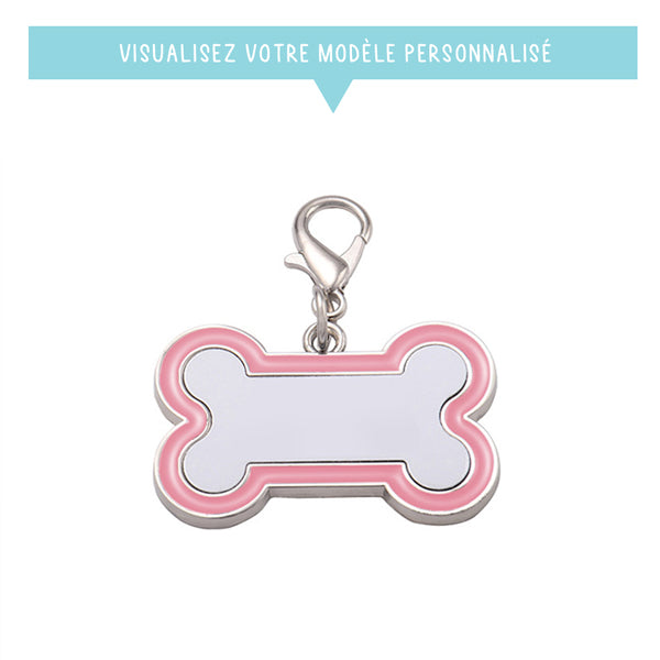 Pendentif rose personnalisé pour chien - Forme OS - Sublimino