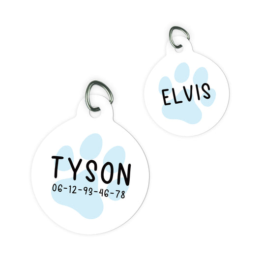 Pendentif rond personnalisé pour animaux - Patte bleue - Sublimino