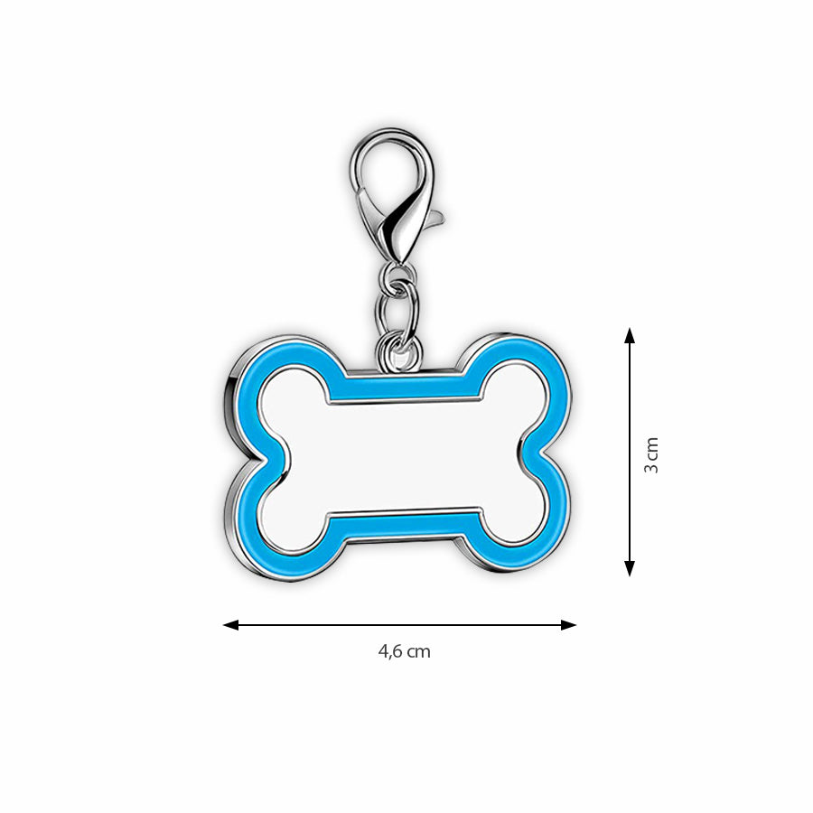 Pendentif bleu personnalisé pour chien - Forme OS - Sublimino