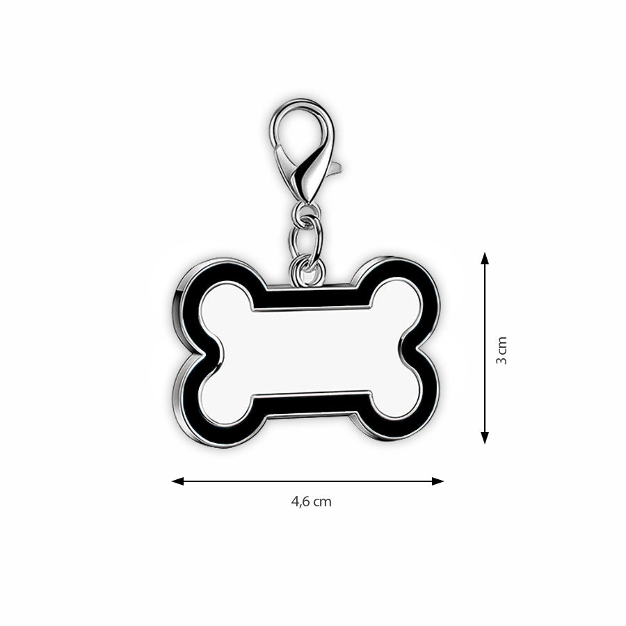 Pendentif noir personnalisé pour chien - Forme OS - Sublimino