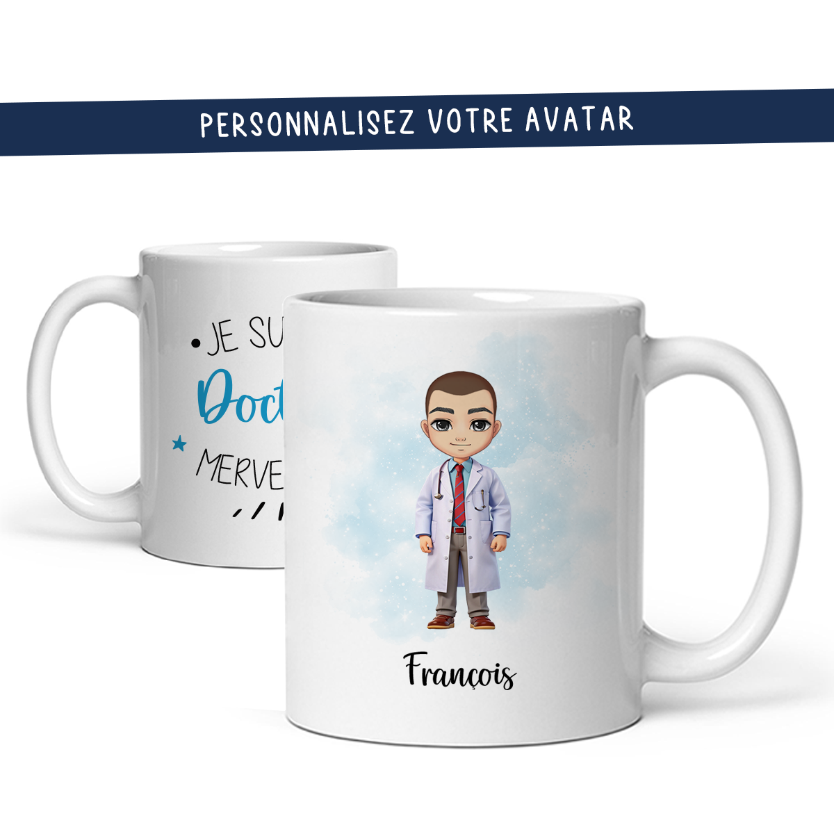 Mug personnalisé avec avatar pour docteur, médecin, chirurgien, ... - Sublimino