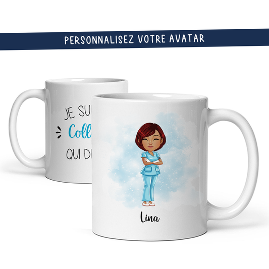 Mug personnalisé avec avatar pour ambulancière, auxiliaire de vie, soignante, ... - Sublimino