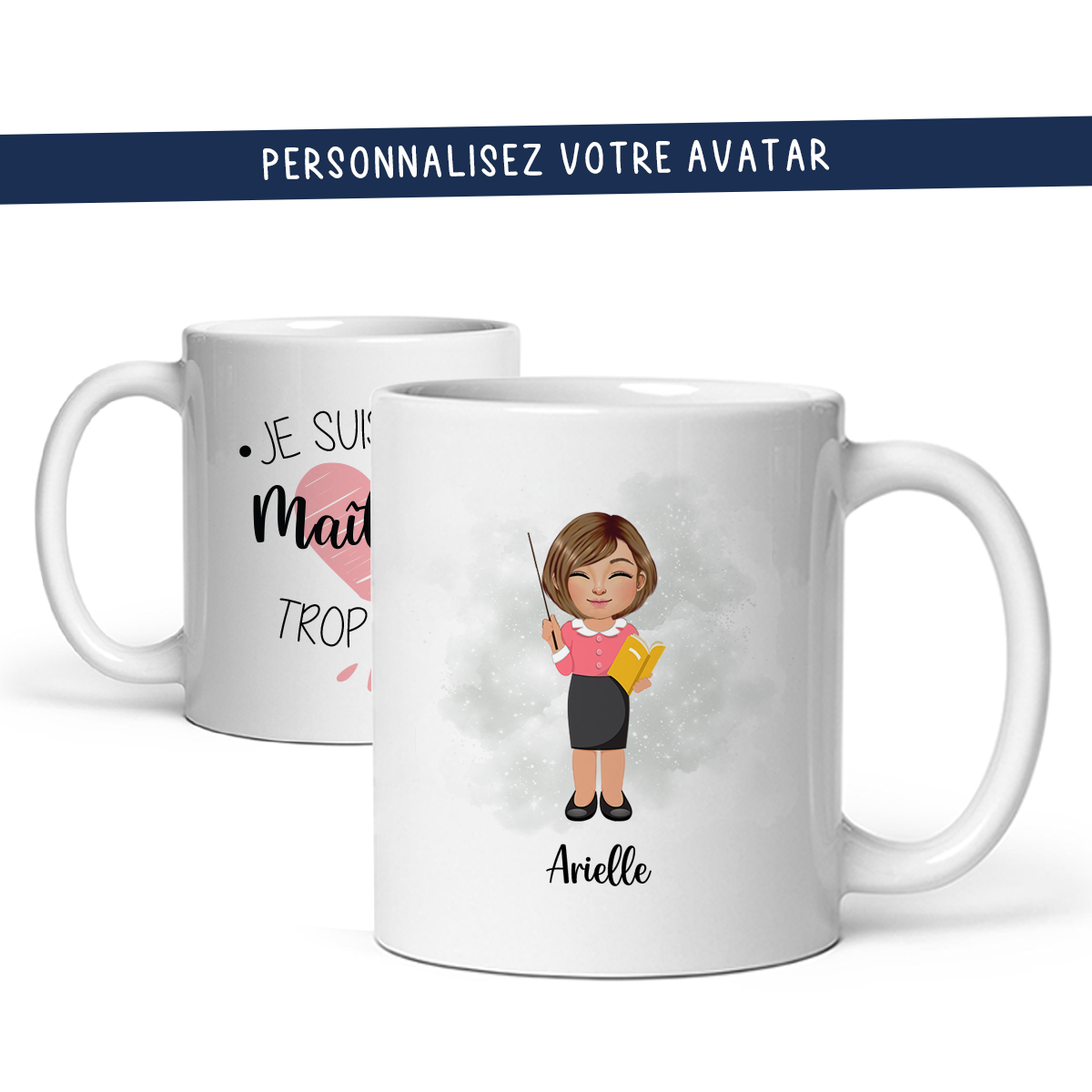 Mug personnalisé avec avatar pour enseignante, maîtresse, atsem, ... - Sublimino
