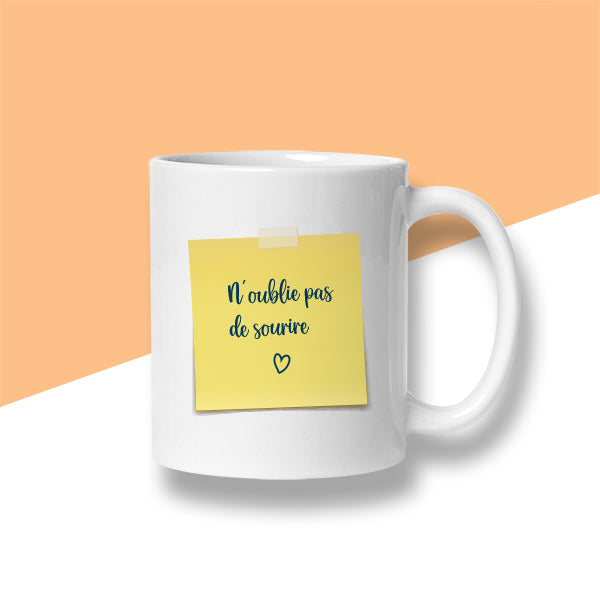 Mug « N'oublie pas de sourire » - Style post-it - Sublimino