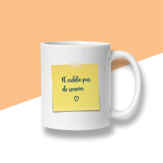Mug « N'oublie pas de sourire » - Style post-it - Sublimino