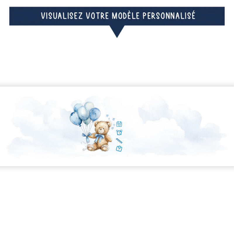 Tirelire de naissance personnalisée bleue - Petit ourson - Sublimino