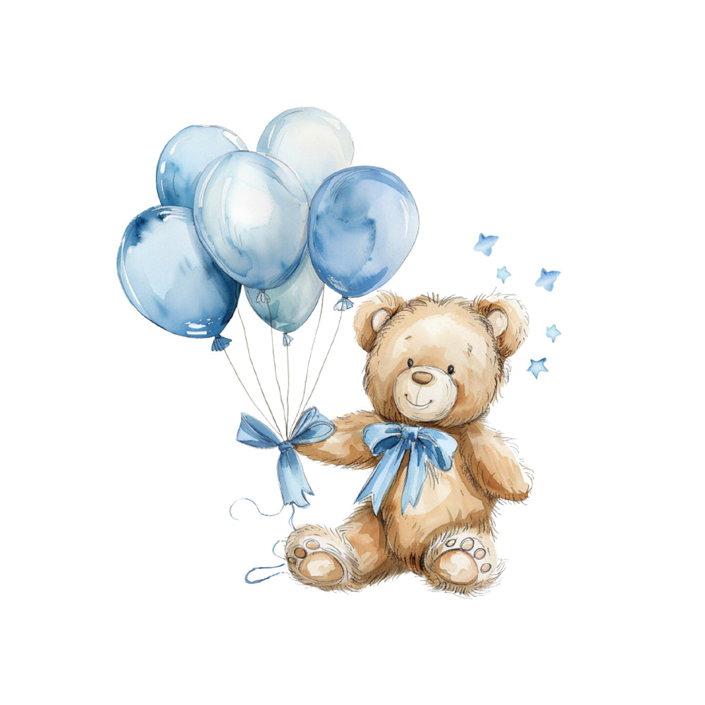 Ardoise de naissance personnalisée bleue - Petit ourson - Sublimino