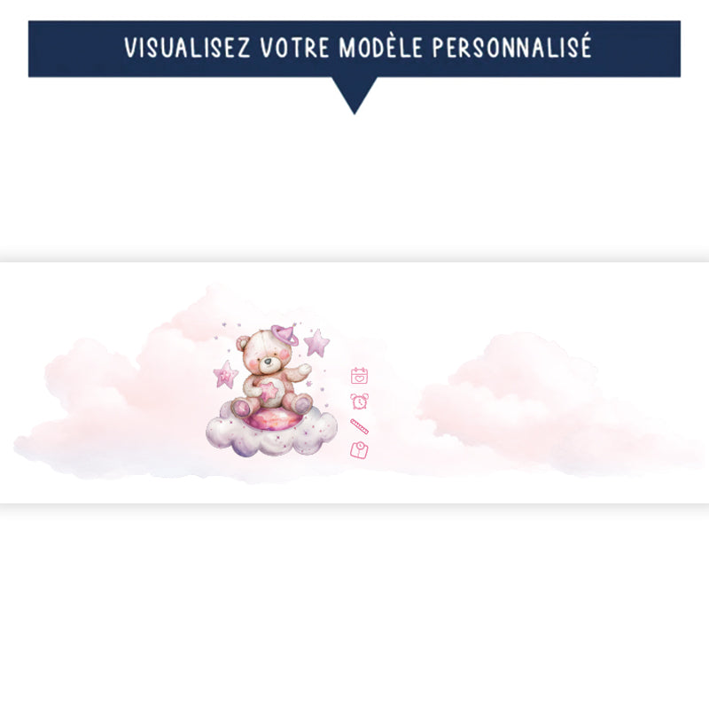 Tirelire de naissance personnalisée rose - Petit ourson - Sublimino