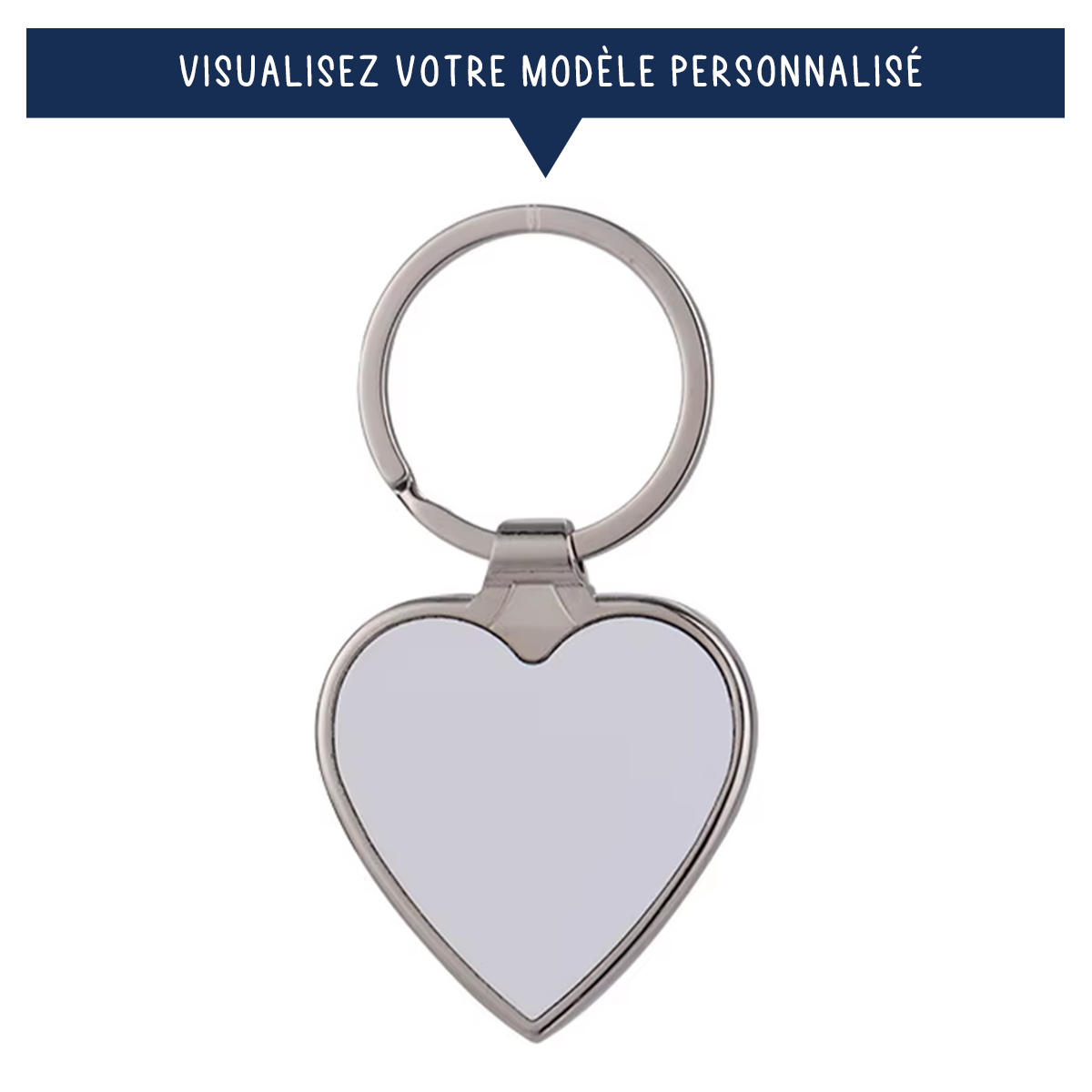 Porte-clés coeur en métal personnalisé avec photo - Sublimino