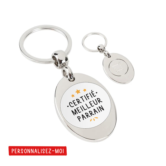 Porte-clés personnalisé avec jeton de caddie - Certifié meilleur ... - Blanc - Sublimino