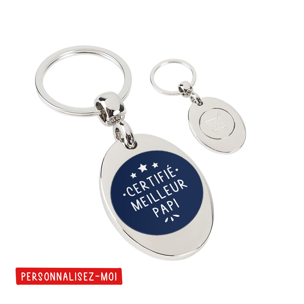 Porte-clés personnalisé avec jeton de caddie - Certifié meilleur ... - Bleu - Sublimino
