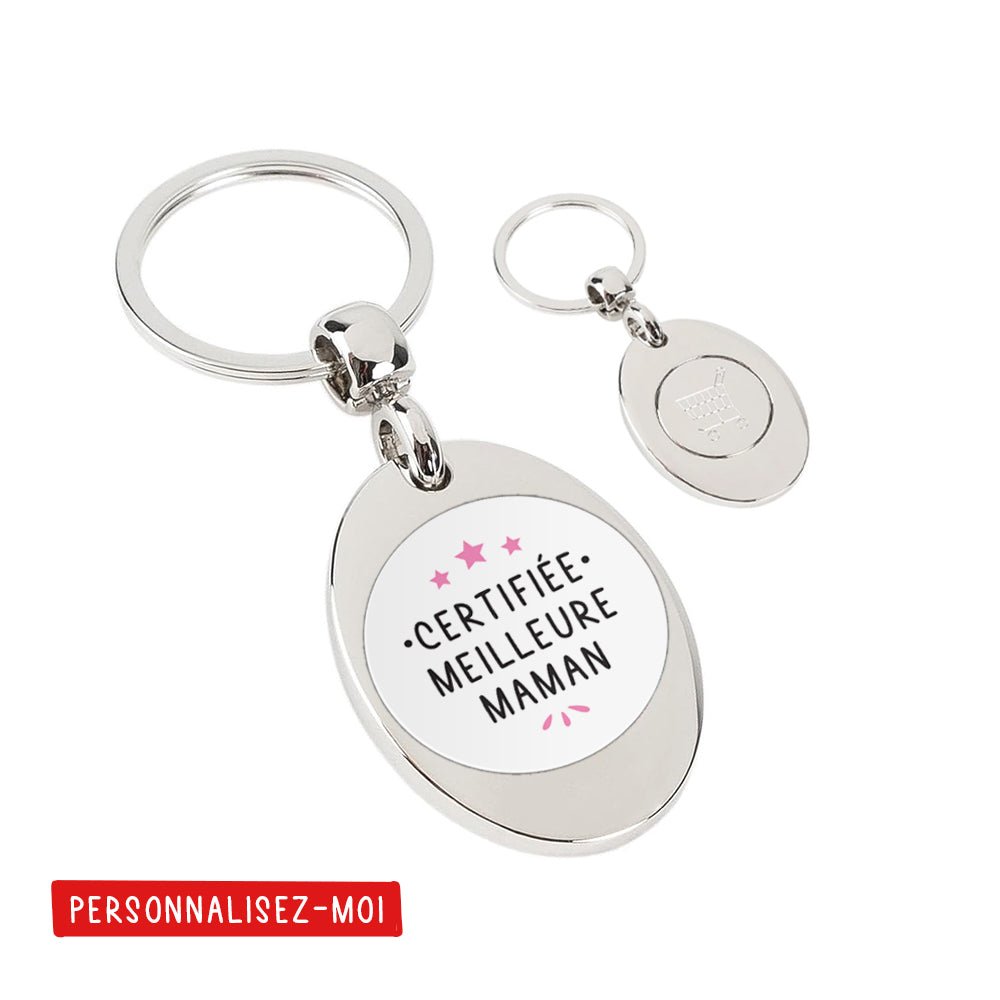 Porte-clés personnalisé avec jeton de caddie - Certifiée meilleure ... - Blanc - Sublimino