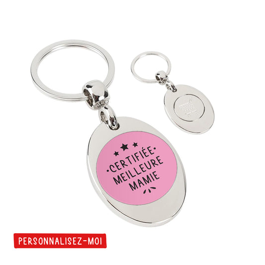 Porte-clés personnalisé avec jeton de caddie - Certifiée meilleure ... - Rose - Sublimino