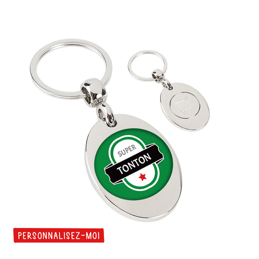Porte-clés personnalisé avec jeton de caddie - Style bouteille de bière - Sublimino