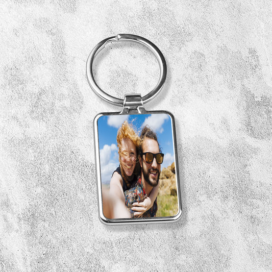 Porte-clés en métal personnalisé avec photo - Rectangle - Sublimino
