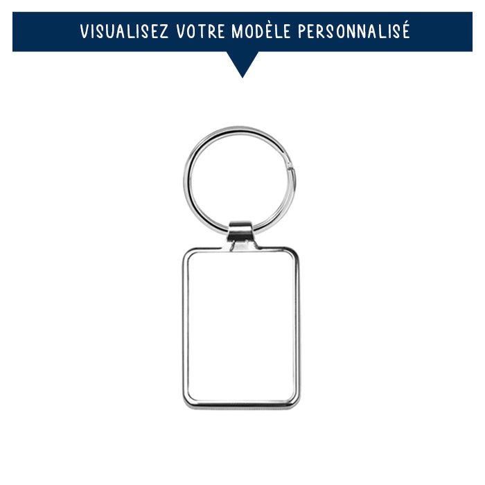 Porte-clés en métal personnalisé avec photo - Rectangle - Sublimino