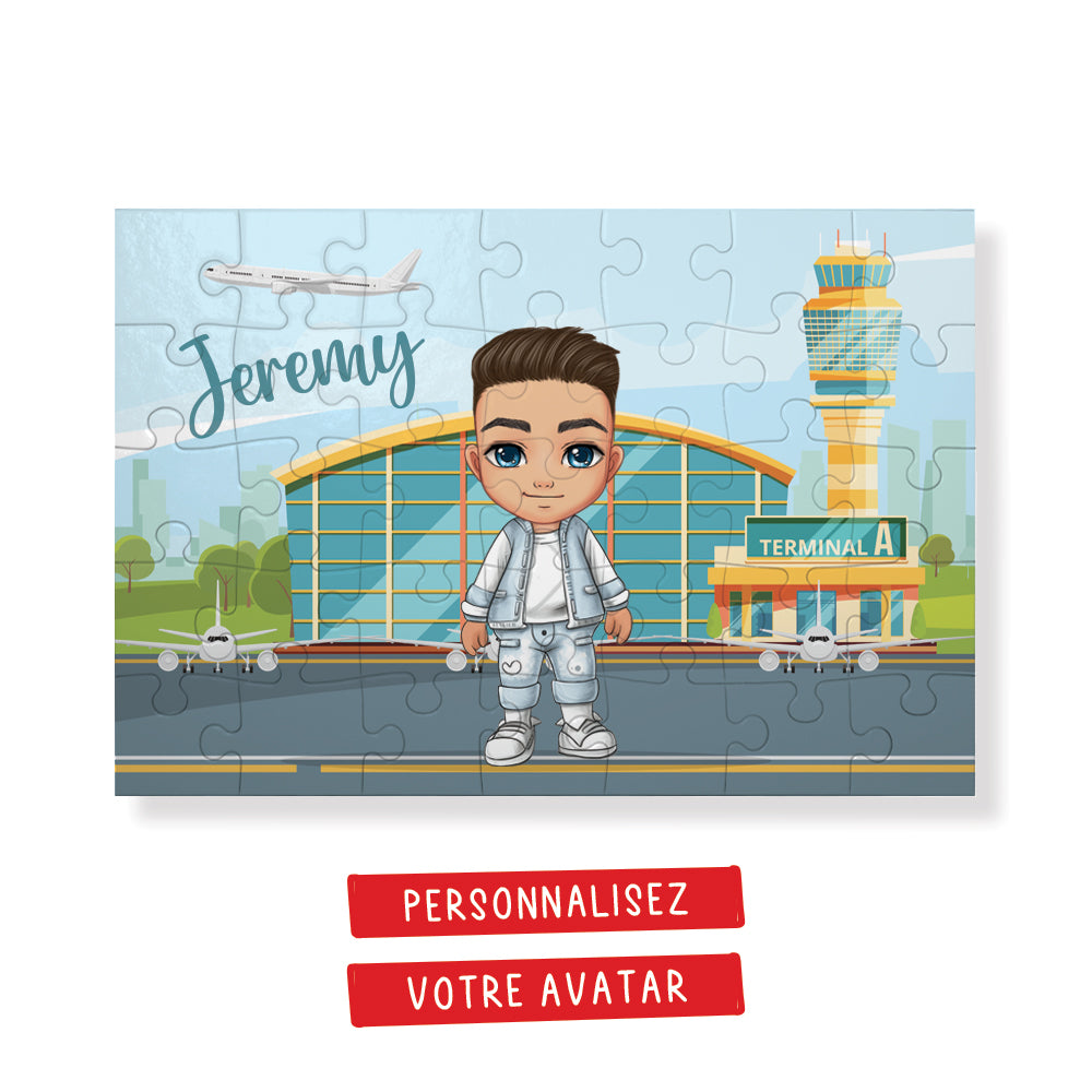 Puzzle pour enfant avec avatar personnalisé - Aéroport - 35pcs - Sublimino